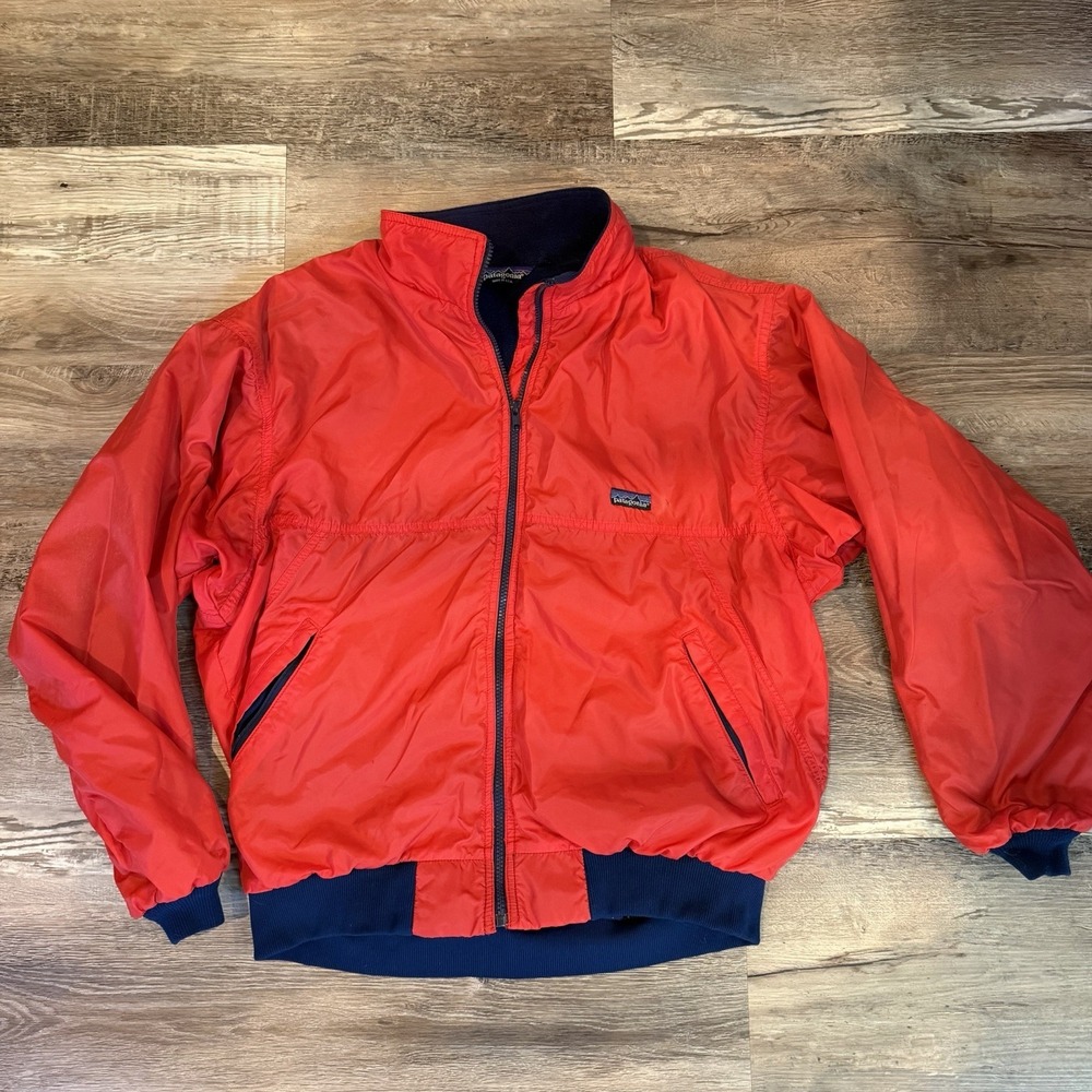 VTG Patagonia Synchilla Fleece Lined Bomber Jacket Mens XL Red Full Zip Nylon